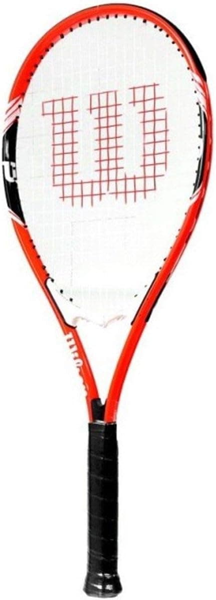 Wilson Federer Adult Recreational Tennis Racket – Grip Size 3 - 4 3/8", Red/White/Black