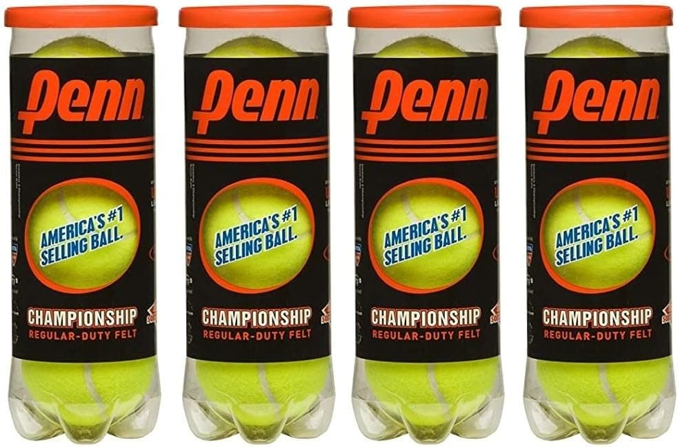 PENN Championship Regular Duty Felt Tennis Balls – 4 Can Bundle (12 balls)