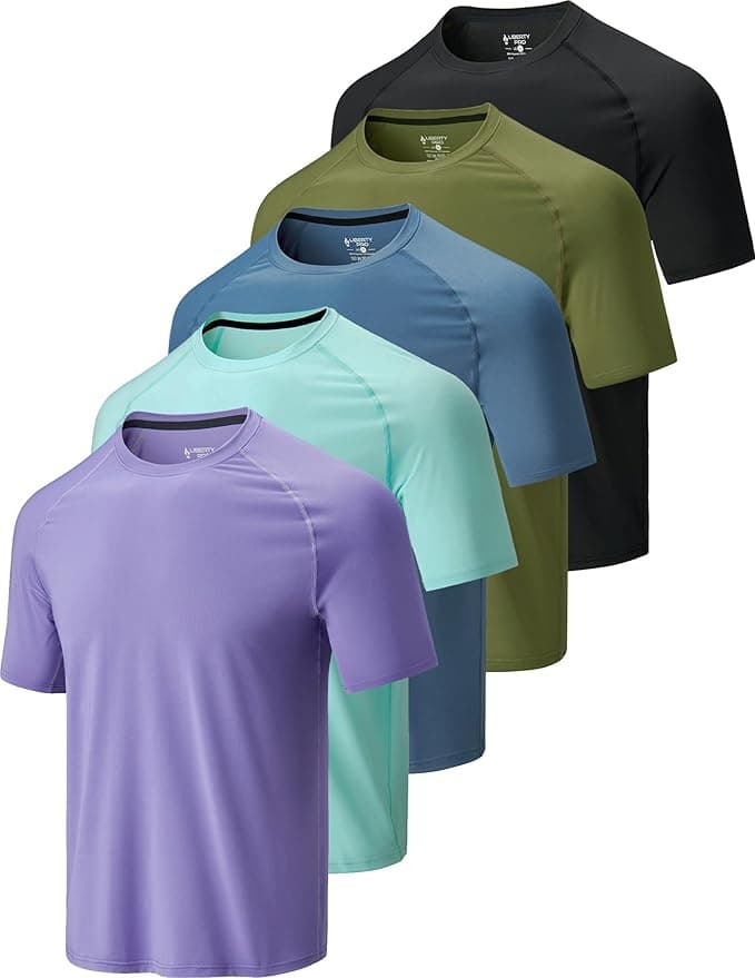 Liberty Imports 5 Pack Men’s Quick-Dry Athletic Tennis Shirts