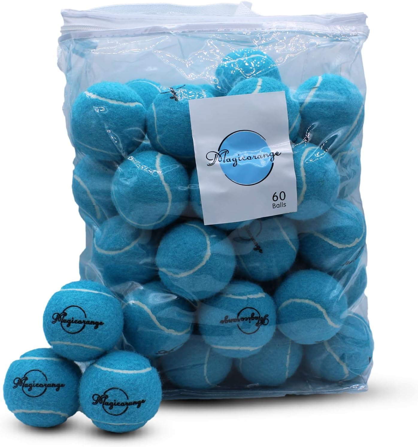 Magicorange Advanced Training Tennis Balls – 60 Pack + Mesh Bag (Blue)